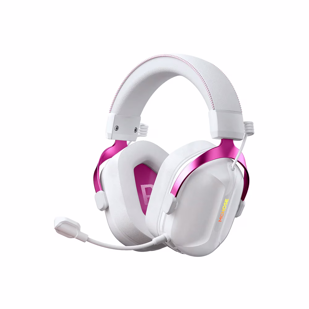 MCHOSE S9 Wireless Tri-Mode Gaming Headset, Wired/2.4G/BT Wireless, AI Intelligent Denoise, White |  MC-S9-2 image