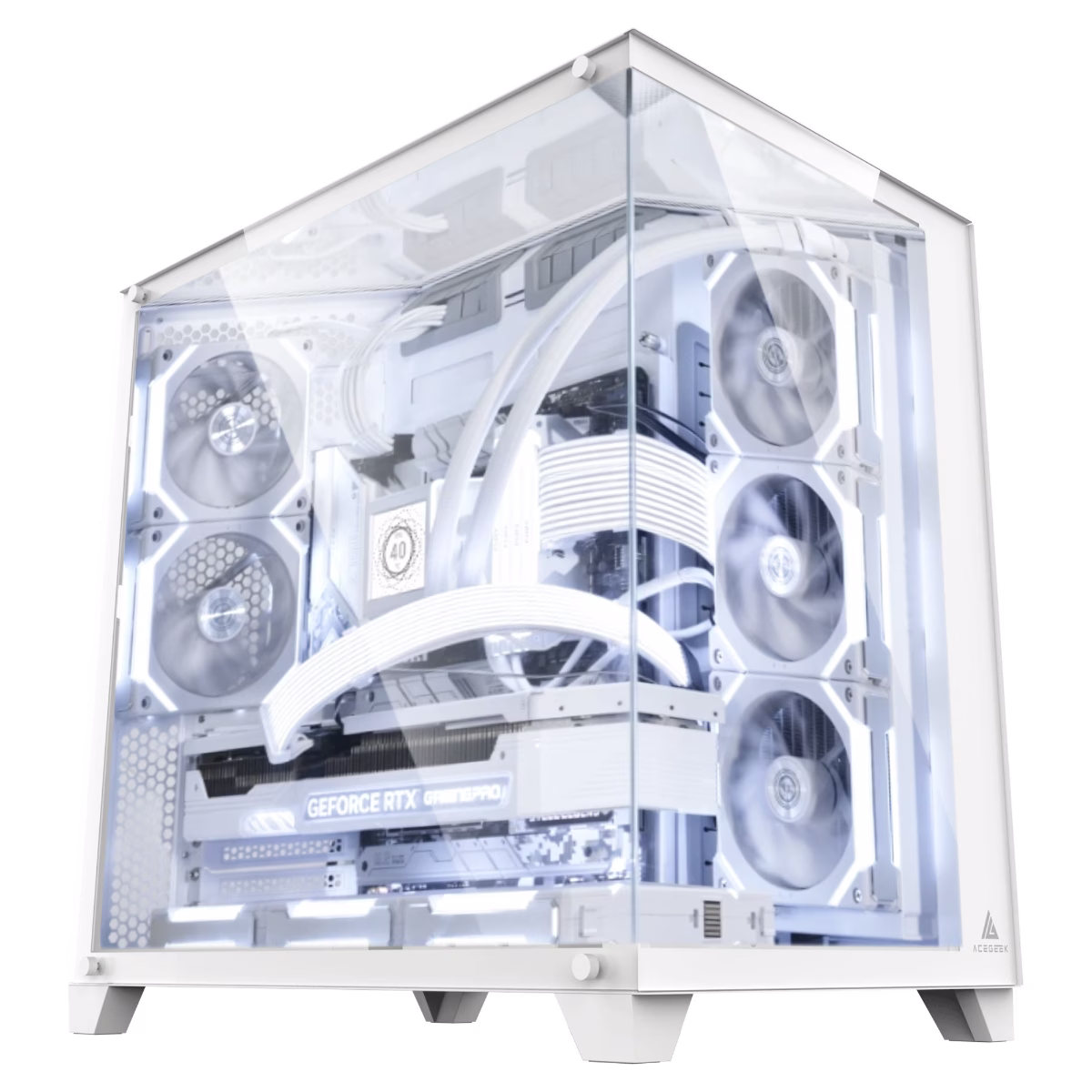 MSI Powered White Super PC, AMD Ryzen 9 9900X, Nvidia 4080 SUPER GAMING X SLIM 16GB, 64GB (2x32GB) 6400MHz RAM, 4TB NVMe SSD, AIO Liquid Cooler, 1250W, WiFi+BT image