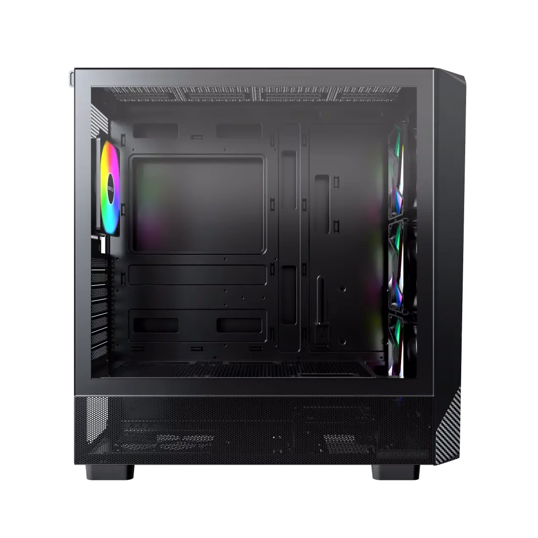 MONTECH X5 ATX Mid-Tower Gaming PC Case, High Airflow, 3X 140mm and 1x 120mm ARGB Fans Pre-Installed, Glass Side Panel, Carbon Print Accents, GPU Holder Included thumbnail 6