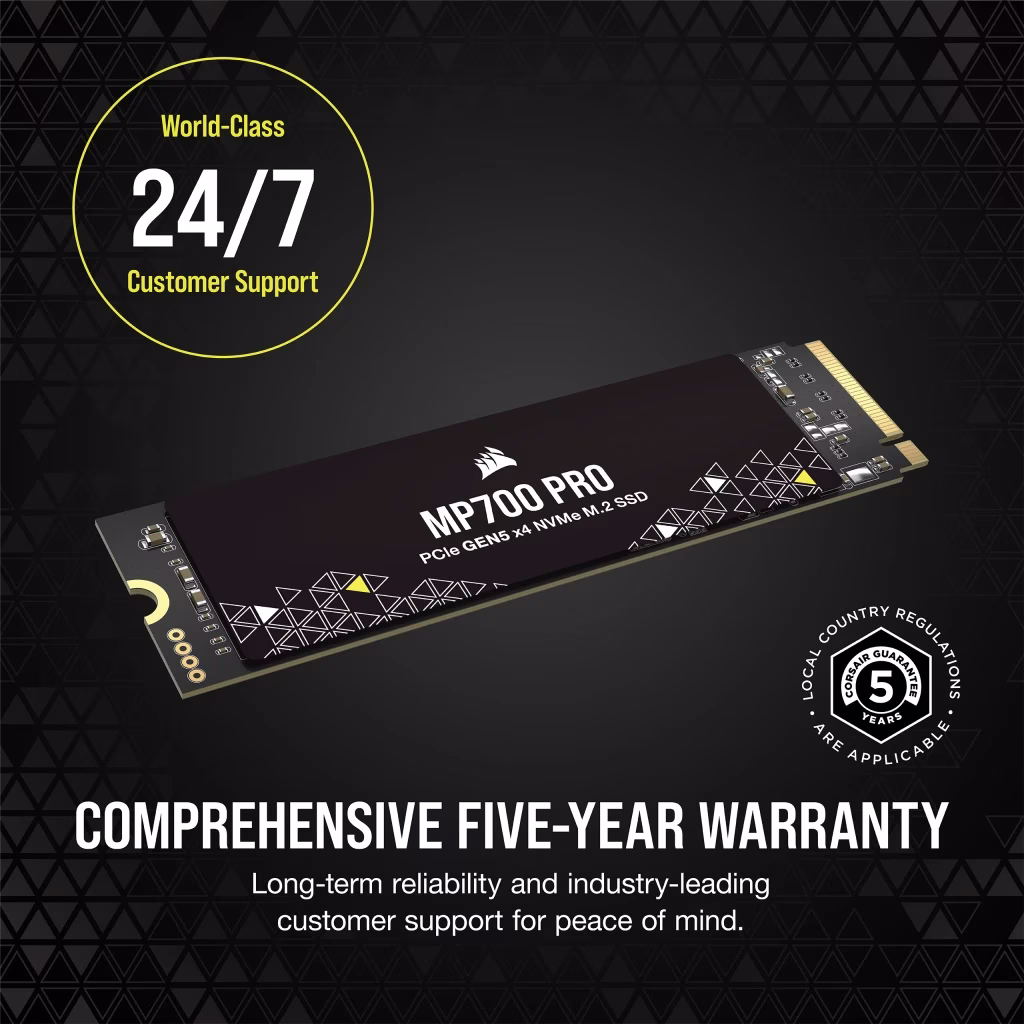 Corsair 4TB MP700 PRO NVMe PCIe 5.0 M.2 Internal SSD, 12400 MB/s Sequential Read Speeds & 11800 Sequential Write Speeds, 3D TLC NAND Technology, 1.6 Million Hours MTBF, Black | CSSD-F4000GBMP700PNH thumbnail 10
