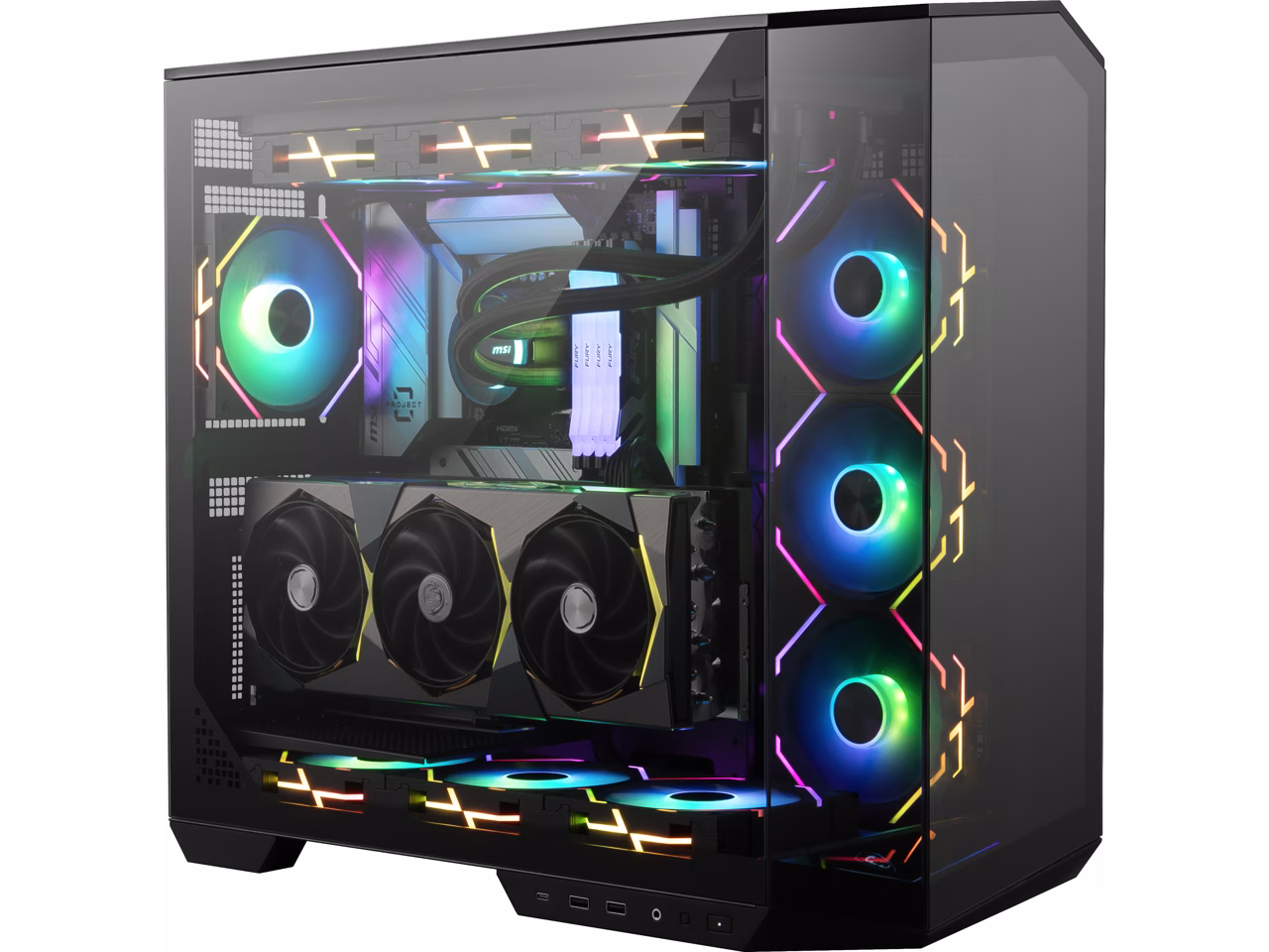 MSI MAG PANO 100R PZ  Mid Tower ATX Case, 4x ARGB Fans, Fan control Board, Tempered Glass, Suppors ATX Back-connect MOBO, Black | 306-7G26R21-HH thumbnail 4