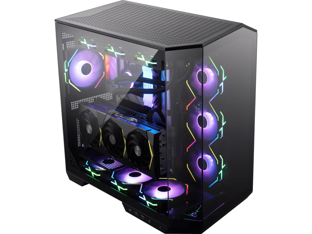 MSI MAG PANO 100R PZ  Mid Tower ATX Case, 4x ARGB Fans, Fan control Board, Tempered Glass, Suppors ATX Back-connect MOBO, Black | 306-7G26R21-HH thumbnail 5