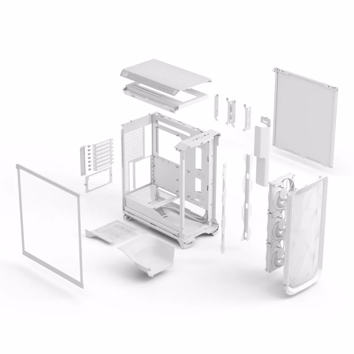 Fractal Meshify 3 White TG Clear Tint Computer Case, 3x Pre-installed Fans, Supports Motherboard upto E-ATX, Radiator Upto 280/360 mm, Type-C 20 Gbps, USB 5 Gbps, Tool-less Side Panels | FD-C-MES3A-04 thumbnail 3