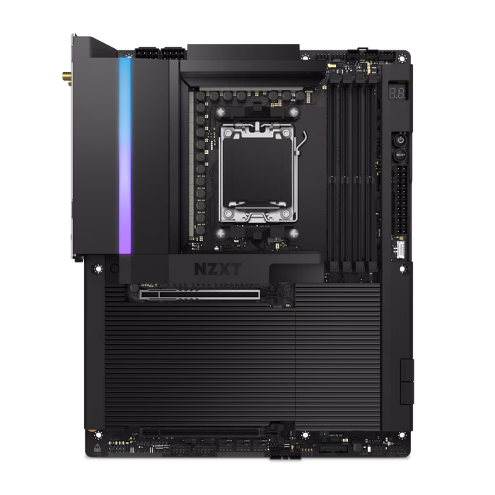 NZXT N9 X870E AMD X870E ATX Gaming Wi-Fi 7 Motherboard with Full Cover & RGB, 4x DDR5 8000+ MT/s,  USB 4 (40 Gbps), Wi-Fi 7, and 5GbE, Black | N9-X87XT-B1 – Buy Online