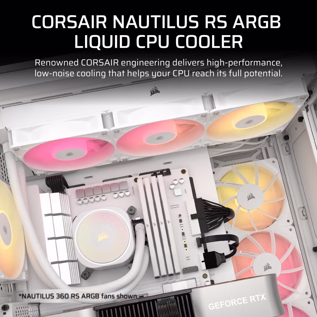 Corsair NAUTILUS 240 RS ARGB Liquid CPU Cooler, LGA 1851, LGA 1700, & AM5, AM4, High airflow, Static Pressure, and Low Noise, White | CW-9060094-WW thumbnail 2