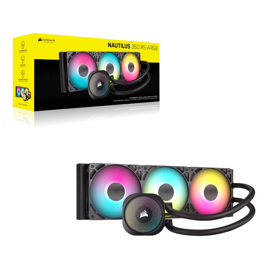 Corsair NAUTILUS 360 RS ARGB Liquid CPU Cooler, LGA 1851, 1700, and AMD AM5, AM4, Low-noise cooling, Black | CW-9060093-WW thumbnail 2