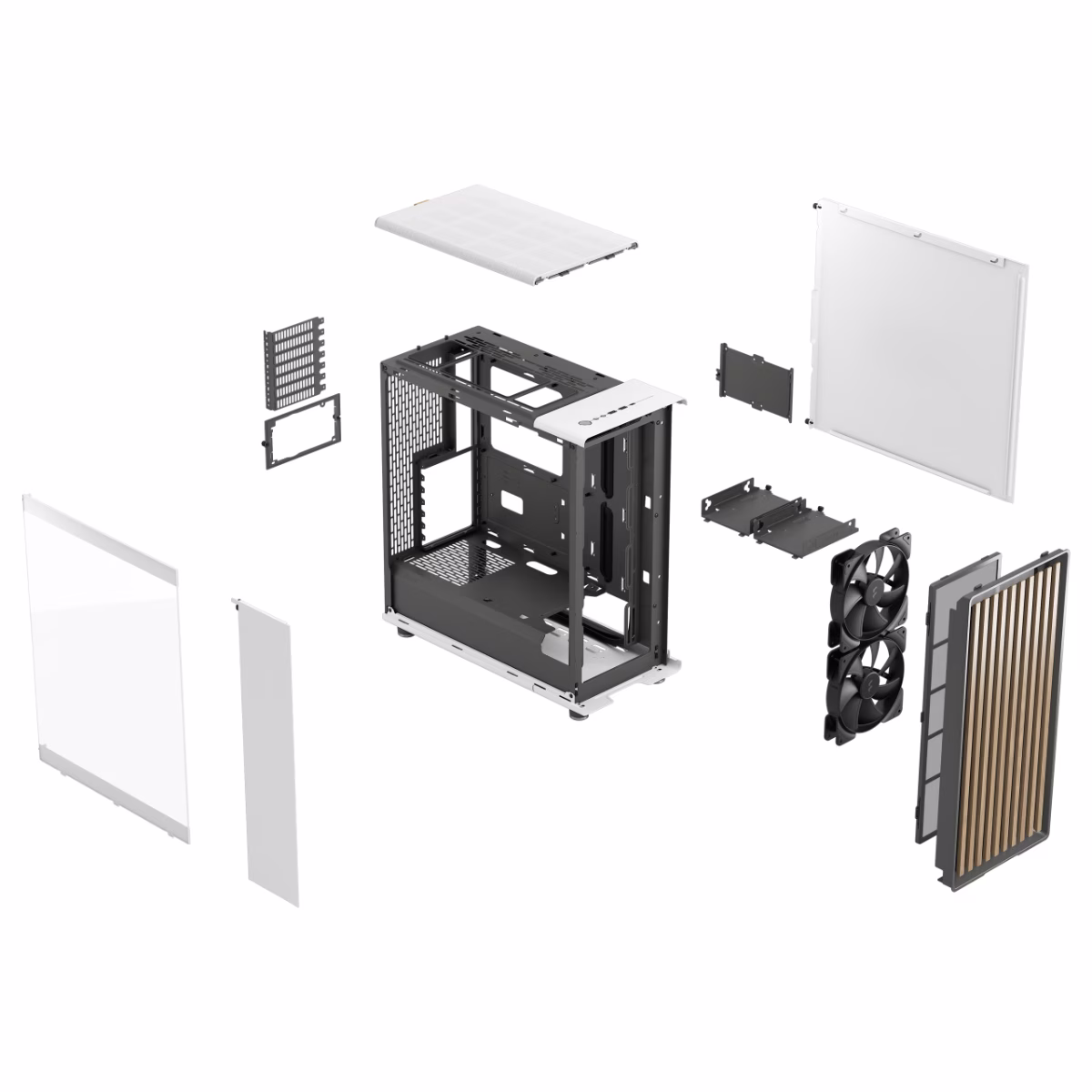 Fractal Design North Chalk White TG Clear Tint Gaming Case, Temp Glass Side Panel, Support Up to 360mm Radiator & 6x120mm Fans, 2 x 2.5/3.5" Drive Bays, USB-C 3.1 Gen 2, 2 x USB-A 3.1 | FD-C-NOR1C-04 thumbnail 6