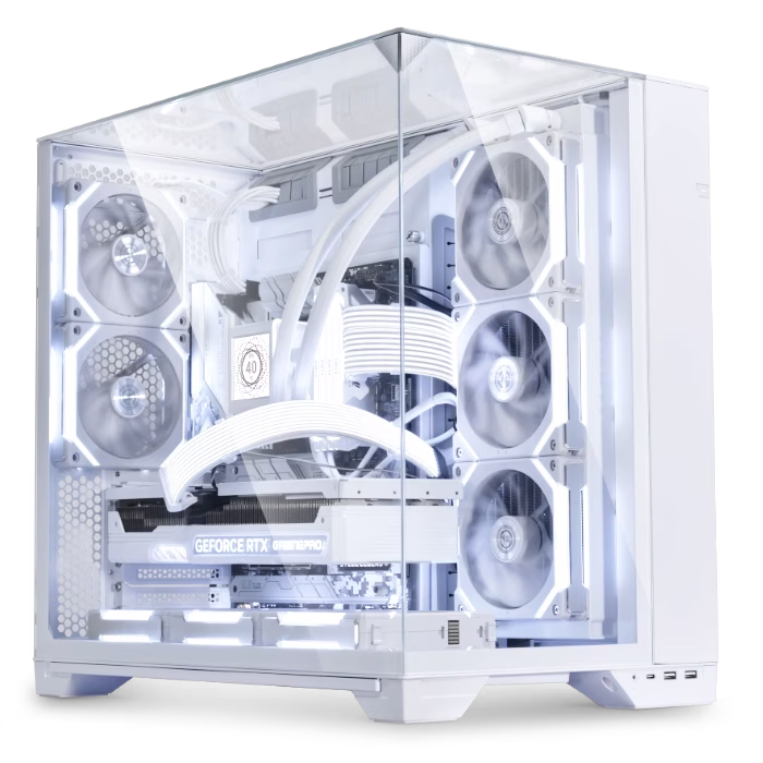 Vision white Gaming PC, Intel Core Ultra 7 265KF 20 Cores 20 Threads, NVIDIA  4080 SUPER 16GB, 64GB DDR5 RAM 6000MHz Dominator, 2TB SSD samsung 990 Pro, 1000W, ROG 360mm Liquid Cooler, Wi-Fi + BT,??Powered??by??ASUS image