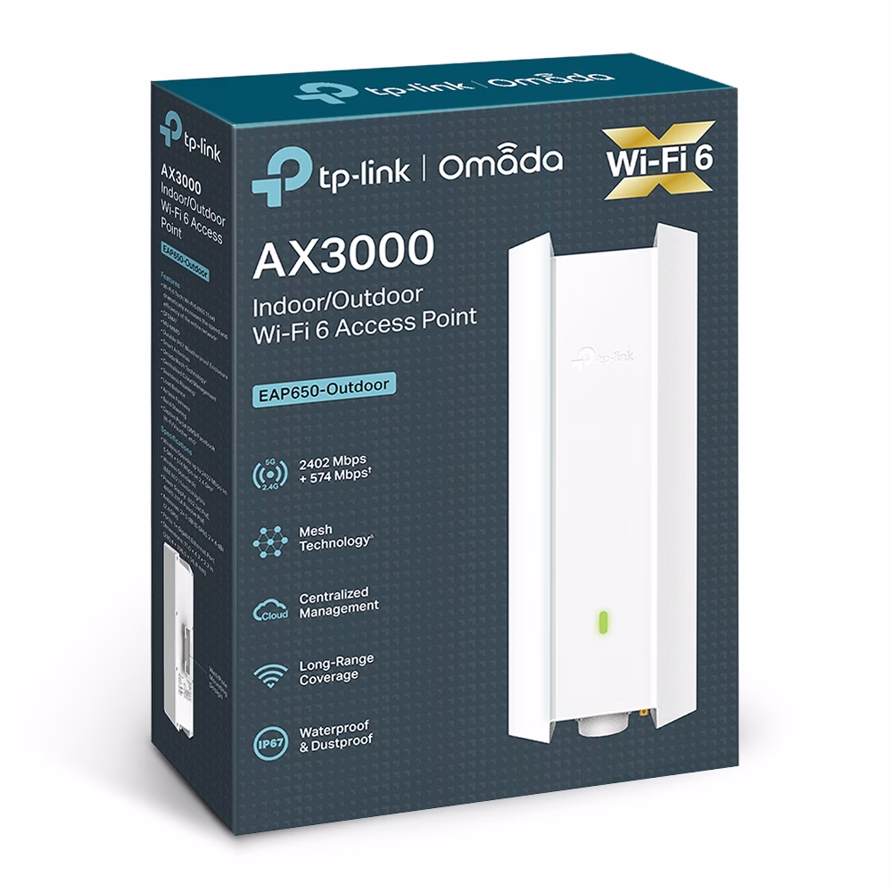 TP-Link AX3000 Indoor/Outdoor WiFi 6 Access Point, Superior WiFi 6 Speeds, Higher Network Efficiency, 160 MHz Bandwidth Channel, Long-Range Coverage, Omada Mesh Technology, White | EAP650-Outdoor thumbnail 6