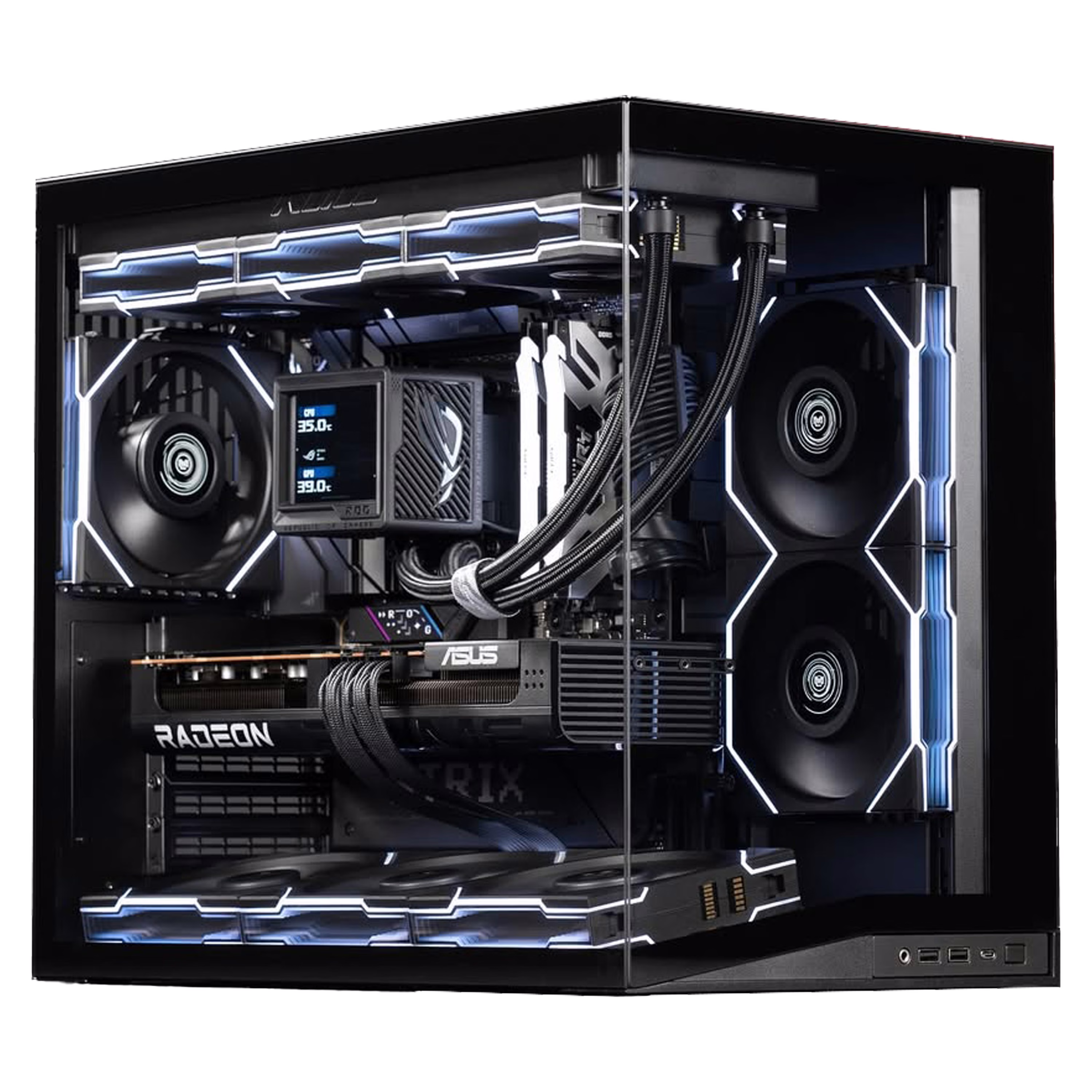 Mini Gaming PC, AMD Ryzen 7 7800X3D – 8 Cores, 16 Threads, 5.0GHz, RTX 5070 OC Edition 12GB GDDR7, 64GB (2x32GB) DDR5 6400MHz,  990 PRO 2TB NVMe, 850W ATX 3.1, RYUJIN III 360 ARGB EXTREME AIO,  O11 DYNAMIC MINI V2 FLOW,  Wireless LCD 120 Reverse Blade Fans – Buy Online