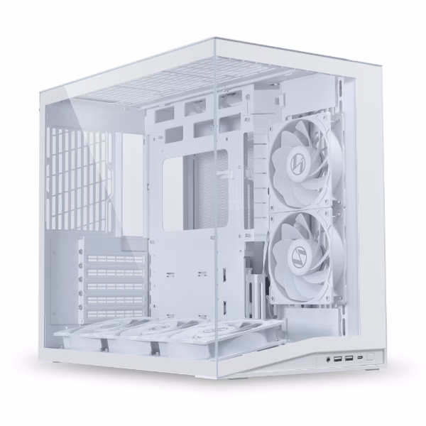 Lian Li O11 Dynamic Mini V2 Flow Panoramic Computer Case, ATX Back-Connect Support, 400mm GPU Clearance, 5x Pre-installed Reverse Fans, White | O11DMIV2FW thumbnail 2