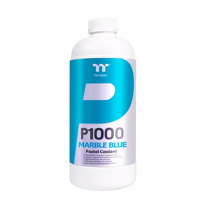 Thermaltake P1000 Pastel Coolant, 1000ml Marble Blue pastel based non-transparent and high performance coolant for PC water-cooling, offering superb protection for copper, nickel, brass, and aluminum | CL-W245-OS00YE-A-Marble Blue – Buy Online
