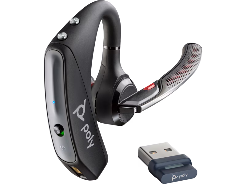 HP Poly Voyager 5200 UC USB-A Headset +BT600 Dongle TAA,  Micro USB to USB Type-A, In-ear (monoaural), Siri, Google | 7K2E1AA thumbnail 2