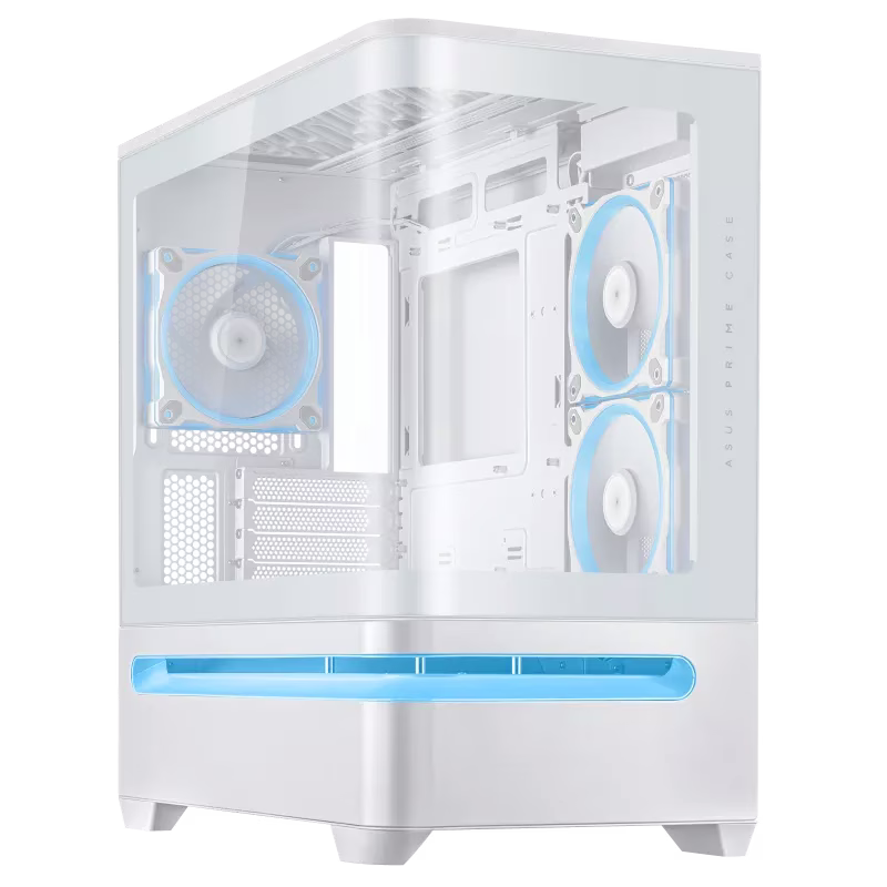 ASUS Prime AP202 ARGB White mATX Case, Curved Tempered Glass Panel, Integrated ARGB Light Band, 3x ARGB Fans, Supports mATX Motherboard, 360mm AIO Cooler, 420mm Graphics Card | 90DC00P3-B19000 thumbnail 8
