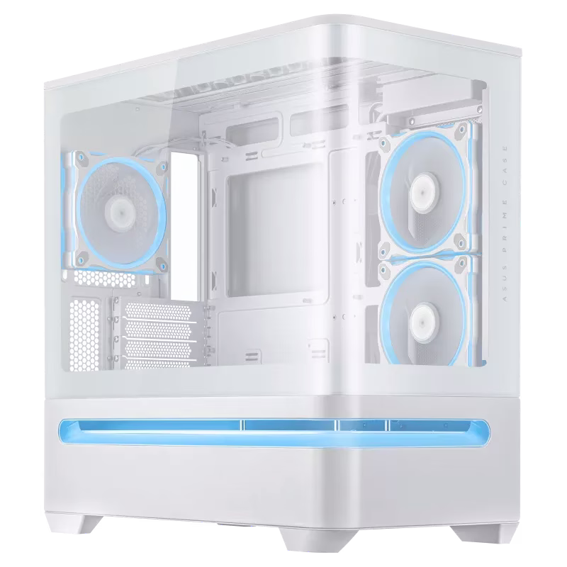 ASUS Prime AP202 ARGB White mATX Case, Curved Tempered Glass Panel, Integrated ARGB Light Band, 3x ARGB Fans, Supports mATX Motherboard, 360mm AIO Cooler, 420mm Graphics Card | 90DC00P3-B19000 image