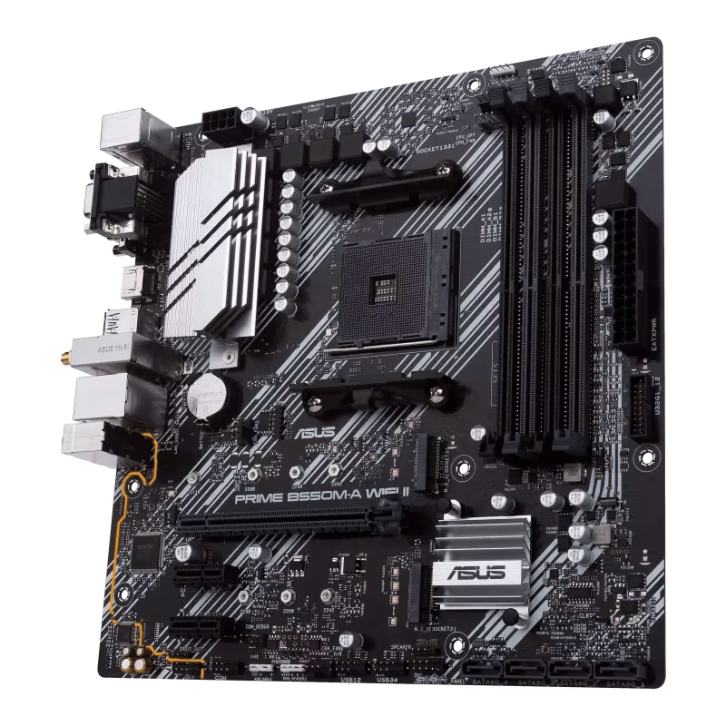 ASUS PRIME B550M-A WIFI II AMD B550 (Ryzen AM4) micro ATX motherboard with dual M.2, PCIe 4.0, Wi-Fi 6, 1 Gb Ethernet, HDMI, DVI-D, D-Sub, SATA 6 Gbps, USB 3.2 Gen 2 Type-A, and Aura Sync RGB lighting support | 90MB19X0-M0EAY0 thumbnail 6