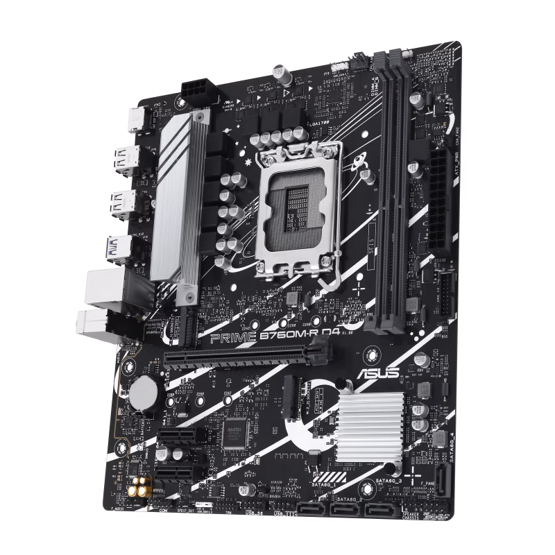 ASUS PRIME B760M-R DDR4 Intel B760 LGA 1700 micro-ATX Motherboard, PCIe 4.0, two PCIe 4.0 M.2 slots, DDR4, Realtek 2.5Gb Ethernet, HDMI, SATA 6 Gbps, front USB 5Gbps ports, Aura Sync | 90MB1HA0-M0EAY0 thumbnail 4