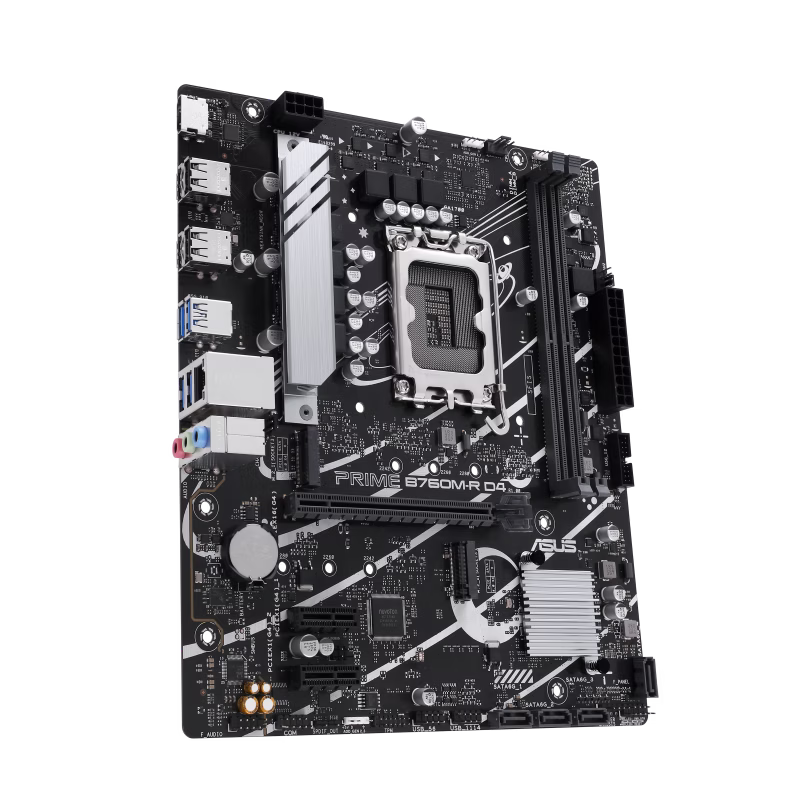ASUS PRIME B760M-R DDR4 Intel B760 LGA 1700 micro-ATX Motherboard, PCIe 4.0, two PCIe 4.0 M.2 slots, DDR4, Realtek 2.5Gb Ethernet, HDMI, SATA 6 Gbps, front USB 5Gbps ports, Aura Sync | 90MB1HA0-M0EAY0 thumbnail 3