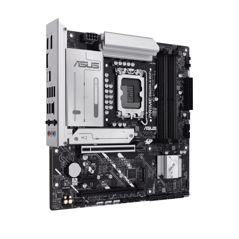 ASUS PRIME B860M-A WIFI DDR5 micro-ATX Motherboard, 4x DIMM slots, max. 256GB, up to 8666+MT/s (OC), Non-ECC, 2 x M.2 slots and 4 x SATA 6Gb/s ports,  Wi-Fi 6E & BT v5.3,  ASUS 5X PROTECTION III | 90MB1JY0-M0EAY0 thumbnail 3