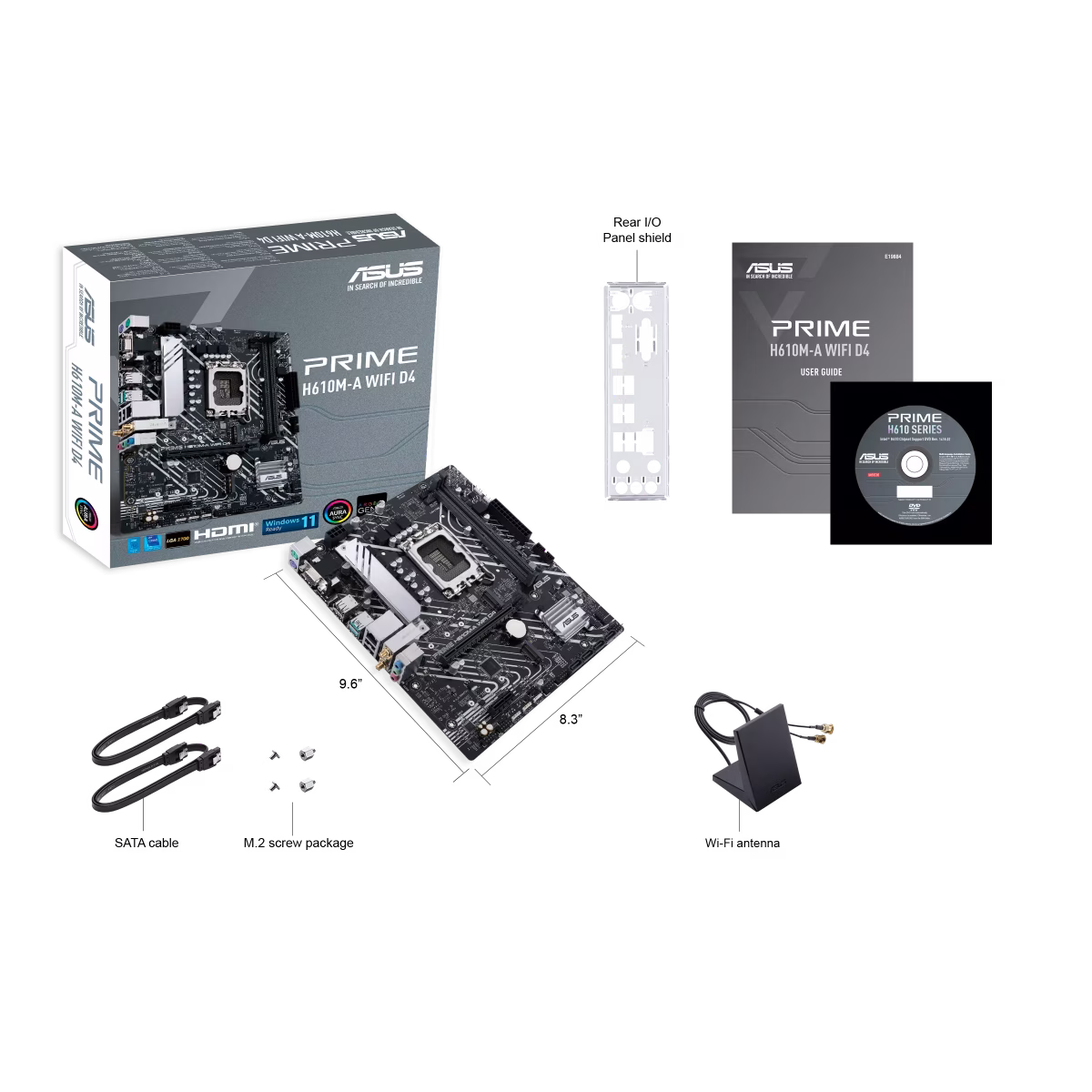 ASUS PRIME H610M-A WIFI D4 Intel H610 (LGA 1700) mic-ATX motherboard with DDR4, PCIe 4.0, dual M.2 slots, Intel 1 Gb Ethernet, WIFI 5, DisplayPort, HDMI, D-Sub, USB 3.2 Gen 2 ports, SATA 6 Gbps, Addressable Gen 2 headers, and Arua Sync | 90MB1C80-M0EAY0 thumbnail 6