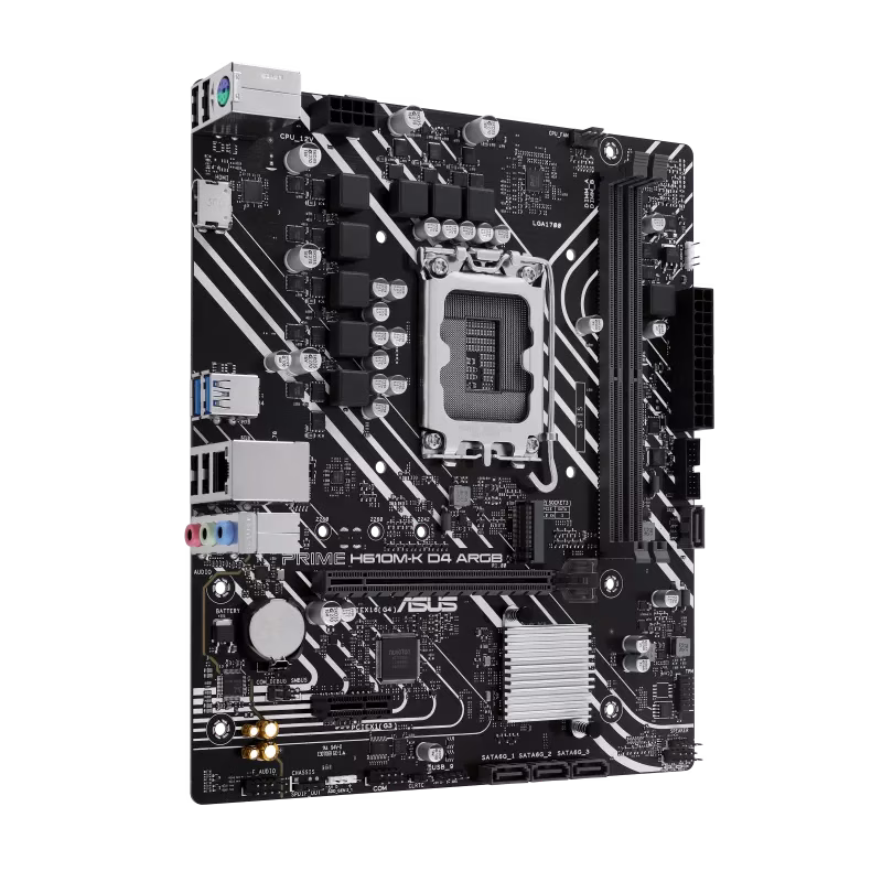 ASUS PRIME H610M-K D4 ARGB Intel H610 (LGA 1700) micro-ATX DDR4 Motherboard, PCIe 4.0, M.2 slot, Realtek 1 Gb Ethernet, HDMI, USB 5Gbps, SATA 6 Gbps, Two-Way AI Noise Cancelation, Aura Sync | 90MB1HN0-M0EAY0 thumbnail 2
