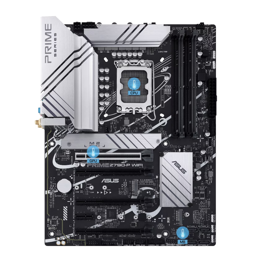 Asus Prime Z790-P WiFi ATX Motherboard, Socket Intel LGA1700, Z790 Chipset, PCIe 5.0, 128GB DDR5 Max Memory, 3x M.2 Slots, WiFi 6, Bluetooth v5.2, 2.5Gb LAN, 14+1 Power Stages | 90MB1CJ0-M0EAY0 thumbnail 7