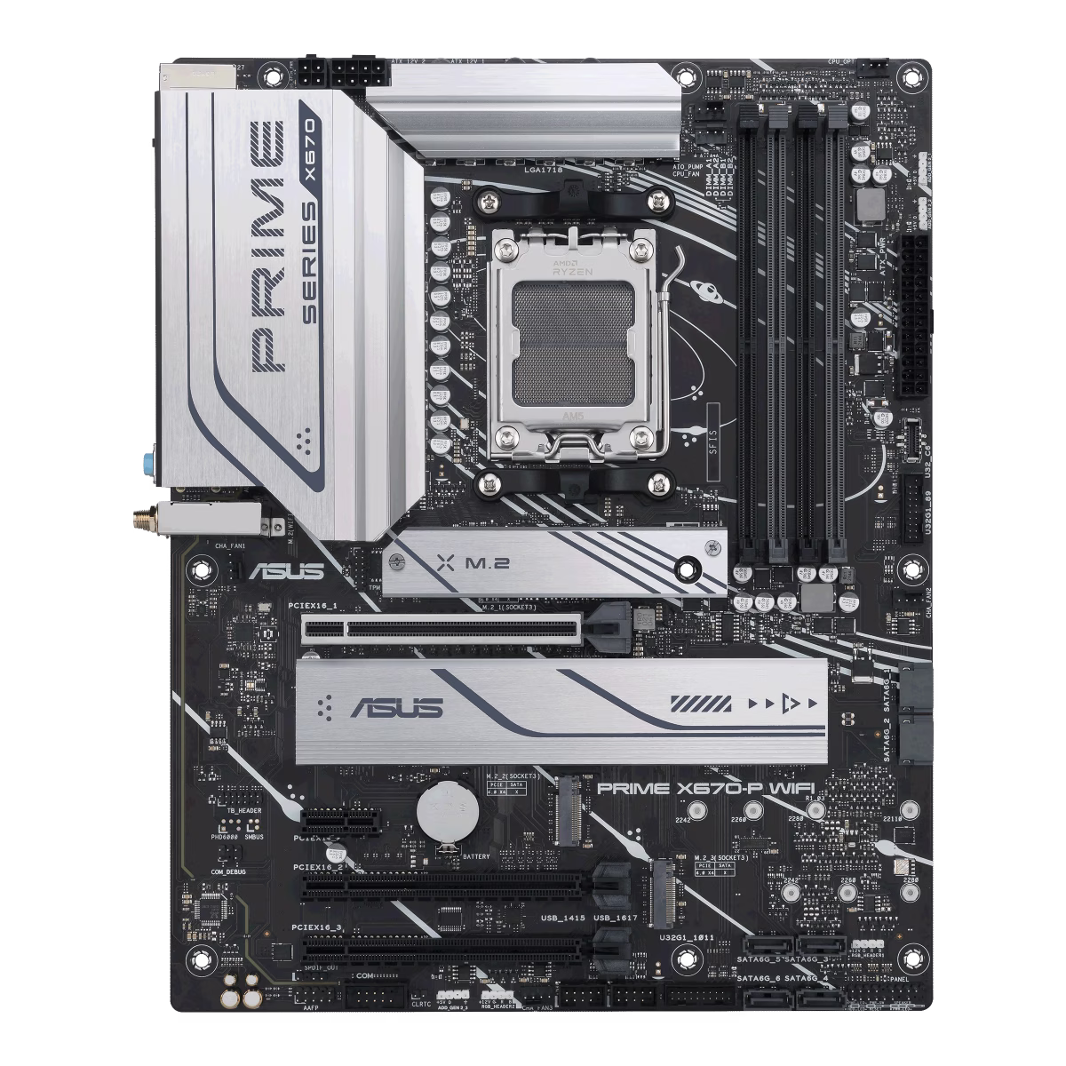 Asus PRIME X670-P WIFI DDR5 Motherboard, AM5, Gen 5 Slot for Storage, DDR5 Support, WiFi 6, 2.5 Gb Ethernet, USB 3.2 Gen 2x2 Type-C, Intelligent Control, Al Cooling II, Easy Customization | 90MB1BV0-M0EAY0 thumbnail 2