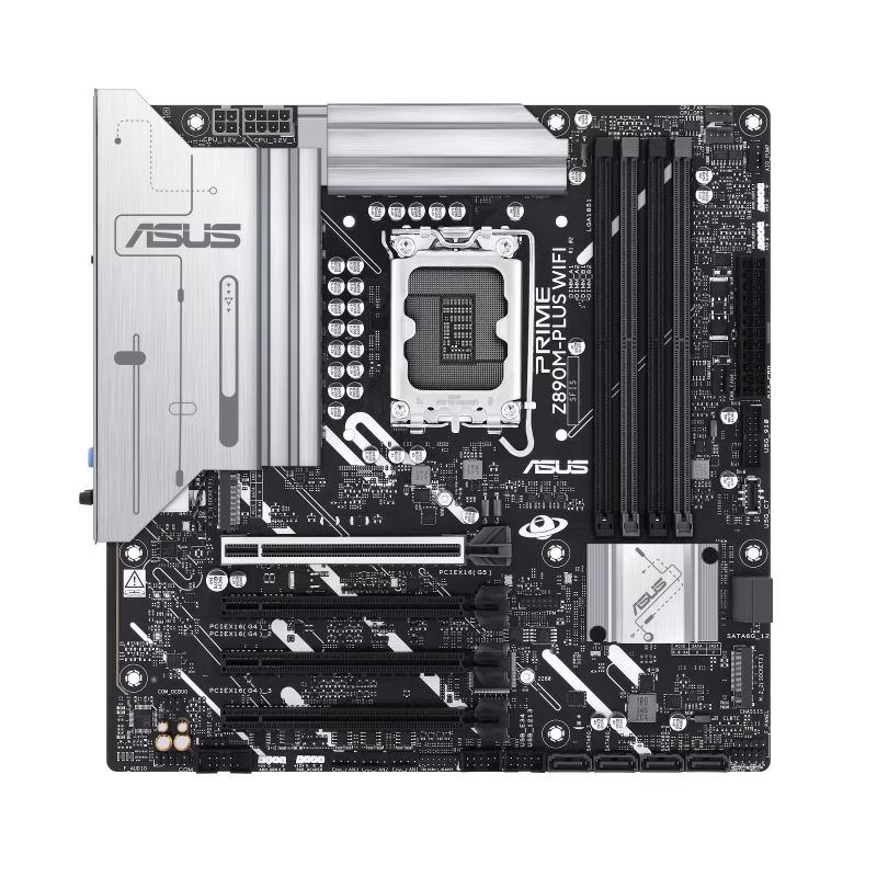 ASUS PRIME Z890M-PLUS WIFI LGA1851 mATX Motherboard, Z890 Chipset, 4 x DIMM slots, max. 192GB, DDR5, 3 x M.2 slots and 6 x SATA 6Gb/s, PCIe 5.0, Wi-Fi 7 & BT v5.4, USB 20Gbps Type-C | 90MB1J80-M0EAY0 thumbnail 2