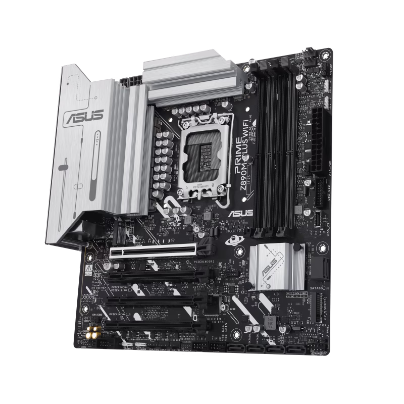 ASUS PRIME Z890M-PLUS WIFI LGA1851 mATX Motherboard, Z890 Chipset, 4 x DIMM slots, max. 192GB, DDR5, 3 x M.2 slots and 6 x SATA 6Gb/s, PCIe 5.0, Wi-Fi 7 & BT v5.4, USB 20Gbps Type-C | 90MB1J80-M0EAY0 thumbnail 3