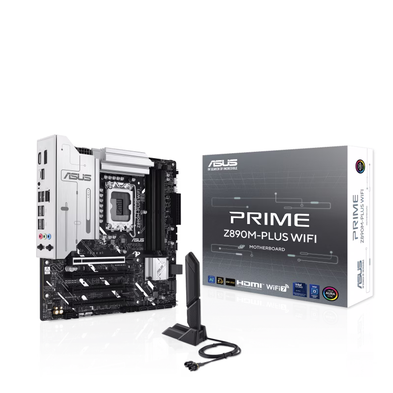 ASUS PRIME Z890M-PLUS WIFI LGA1851 mATX Motherboard, Z890 Chipset, 4 x DIMM slots, max. 192GB, DDR5, 3 x M.2 slots and 6 x SATA 6Gb/s, PCIe 5.0, Wi-Fi 7 & BT v5.4, USB 20Gbps Type-C | 90MB1J80-M0EAY0 – Buy Online