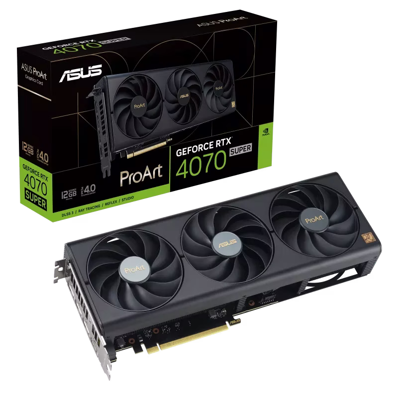 ASUS ProArt GeForce RTX 4070 SUPER 12GB GDDR6X OC Edition Graphic card, 192-bit and  21 Gbps, 581 AI Performance, 2565 MHz Max Boost, 7168 CUDA Cores, 2 Year Warranty, Black | 90YV0KC4-M0NA00 thumbnail 15
