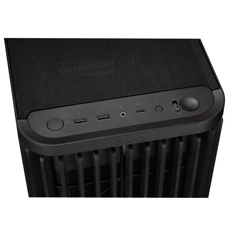 ASUS ProArt PA401 Wood Edition Tempered Glass Panel Case, 2x 160mm & 1x 120mm Pre Installed Fan, Pre-installed Fan Hub, Supports ATX Motherboard, Black | 90DC00M0-B39000 thumbnail 5