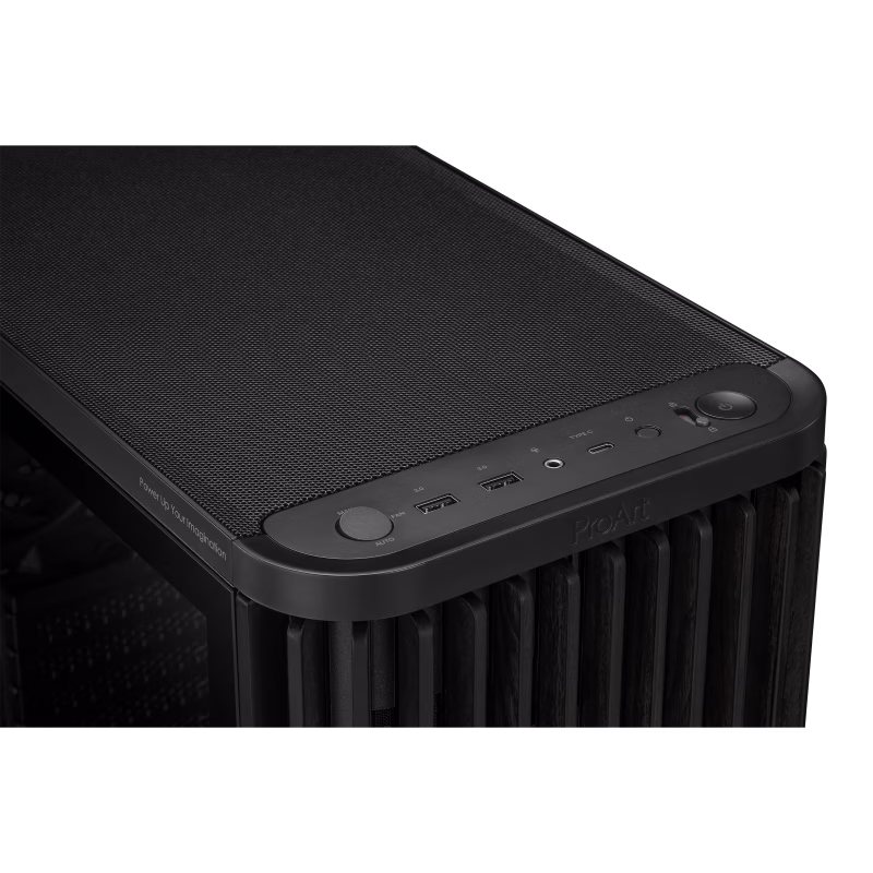 ASUS ProArt PA401 Wood Edition Tempered Glass Panel Case, 2x 160mm & 1x 120mm Pre Installed Fan, Pre-installed Fan Hub, Supports ATX Motherboard, Black | 90DC00M0-B39000 thumbnail 6