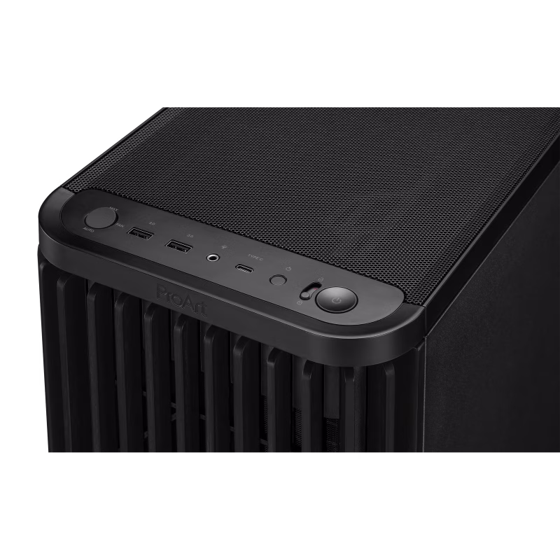 ASUS ProArt PA401 Wood Edition Tempered Glass Panel Case, 2x 160mm & 1x 120mm Pre Installed Fan, Pre-installed Fan Hub, Supports ATX Motherboard, Black | 90DC00M0-B39000 thumbnail 7