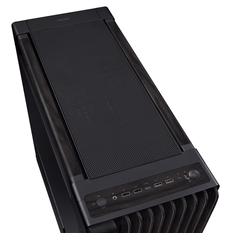 ASUS ProArt PA602 Wood Edition E-ATX Computer Case, Solid Wood Accents, Tempered Glass Side Panel, High-Airflow Front Grille, Pre-Installed 200mm Fans, Black | 90DC00J0-B09010 thumbnail 15