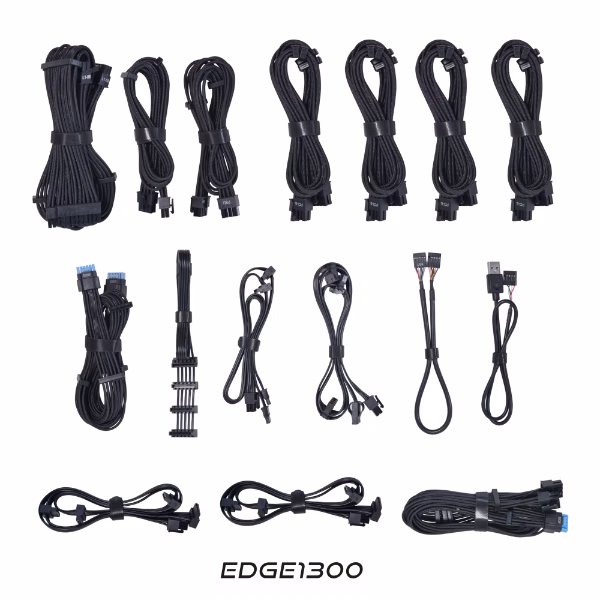 Lian Li EDGE 1300W ATX 3.1 Black Powersupply PSU, 80 PLUS PLATINUM, Built-in USB Hub, Dual Chamber Design, 12V-2x6, PCIE5.1 | EDGE1300 thumbnail 4