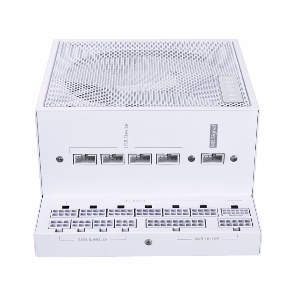 Lian Li EDGE 1300W ATX 3.1 White Powersupply PSU, 80 PLUS PLATINUM, Built-in USB Hub, Dual Chamber Design, 12V-2x6, PCIe Gen 5 | EG1300W thumbnail 2