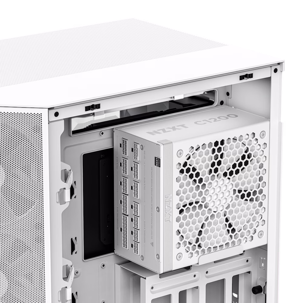 NZXT C1200 Gold ATX 3.1 1200 Watt 80 PLUS Gold Fully Modular Power Supply PSU, 135mm FDB Fan, Zero Fan Mode, 80+ Gold Certified, RTX 50 Series Ready, Japanese Capacitors, Heat-resistant 12V-2x6 connector, White | PA-2G2BW-UK thumbnail 3