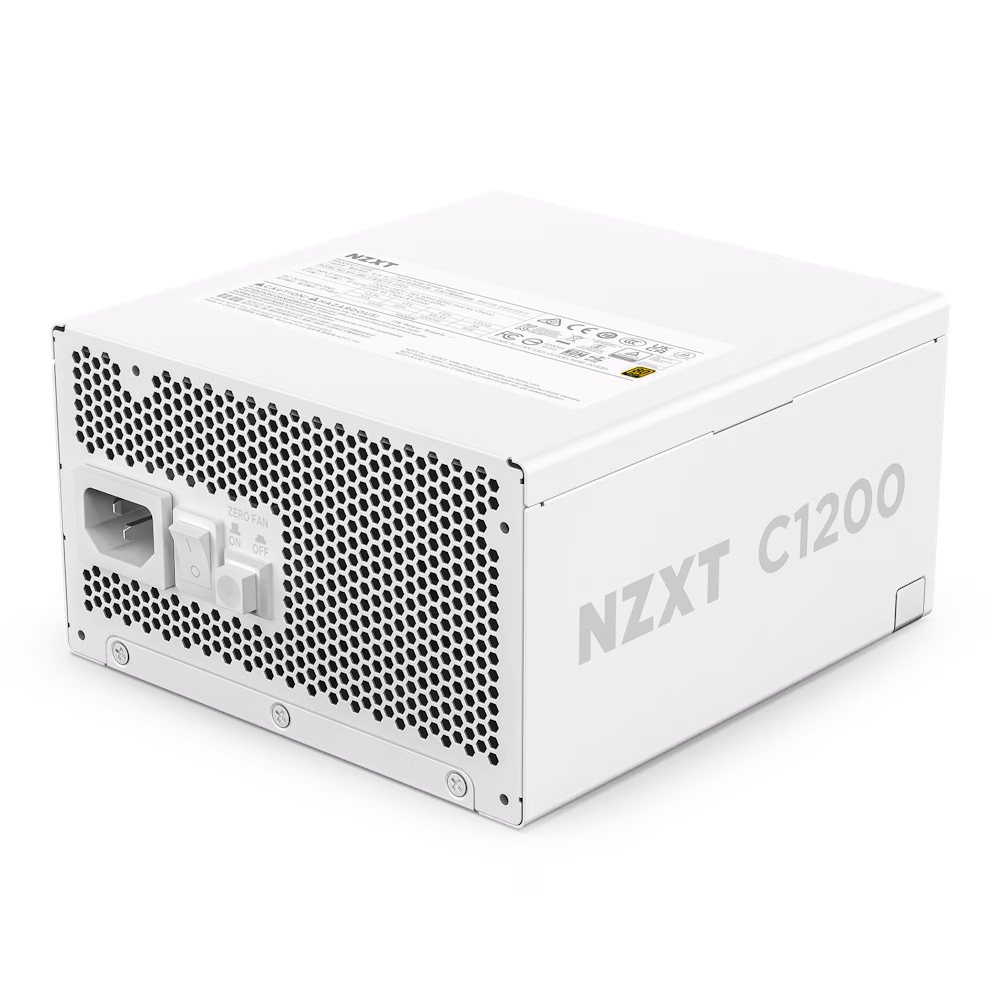 NZXT C1200 Gold ATX 3.1 1200 Watt 80 PLUS Gold Fully Modular Power Supply PSU, 135mm FDB Fan, Zero Fan Mode, 80+ Gold Certified, RTX 50 Series Ready, Japanese Capacitors, Heat-resistant 12V-2x6 connector, White | PA-2G2BW-UK image