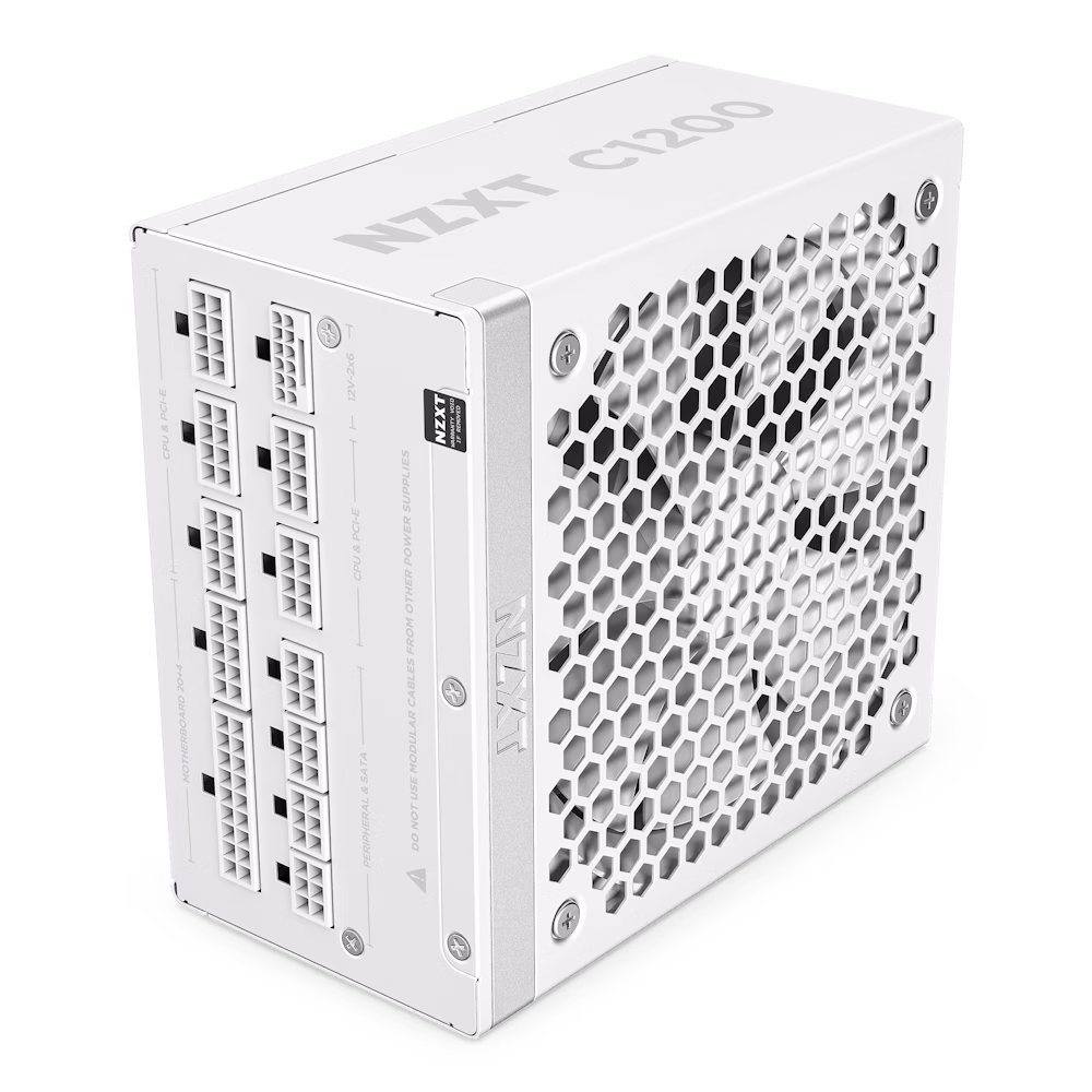NZXT C1200 Gold ATX 3.1 1200 Watt 80 PLUS Gold Fully Modular Power Supply PSU, 135mm FDB Fan, Zero Fan Mode, 80+ Gold Certified, RTX 50 Series Ready, Japanese Capacitors, Heat-resistant 12V-2x6 connector, White | PA-2G2BW-UK thumbnail 2