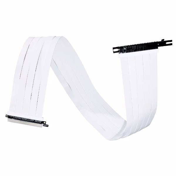 Lian Li Premium PCI-E 16X 4.0 Black Extender Riser Cable, Support Transfer Rates of 16GT/s Bit Rate, Double The Bandwidth of PCIe 3.0, 900mm Cable Length, White | G89.PW-PCIV-4-90W image