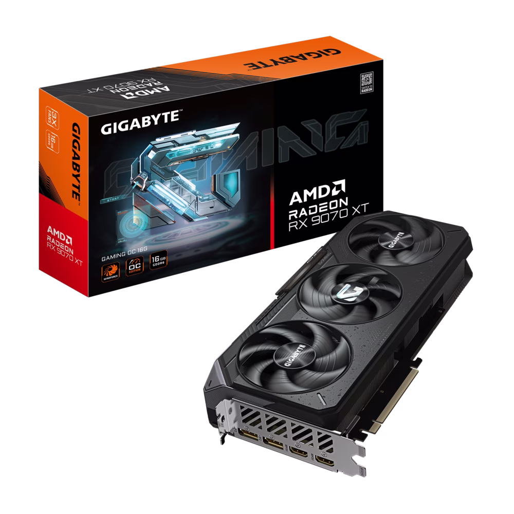Gigabyte Radeon RX 9070 XT GAMING OC 16G Graphics card, 16GB GDDR6, 20 Gbps 256 bit, Boost Clock 3060 MHz,  4096 Stream Processors, WINDFORCE Cooling System | GV-R9070XTGAMING OC-16GD – Buy Online