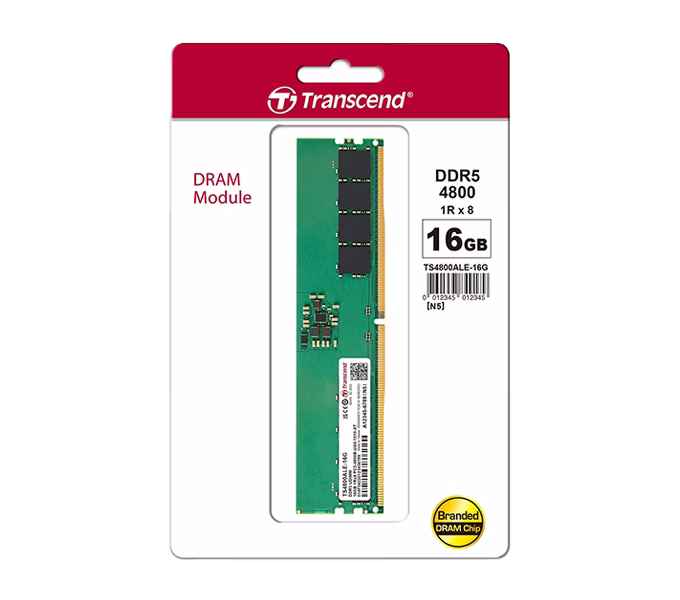 Transcend DDR5-4800 Unbuffered Desktop RAM Long-DIMM, CL40 | JM4800ALE-16G – Buy Online