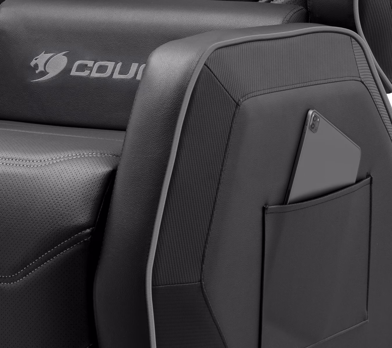 COUGAR Ranger S Black Gaming Sofa, Adjustable Design, High-quality breathable PVC leather, Side storage pocket, Headrest and lumbar pillow, Black | 3MRGSBLB.0001 thumbnail 7