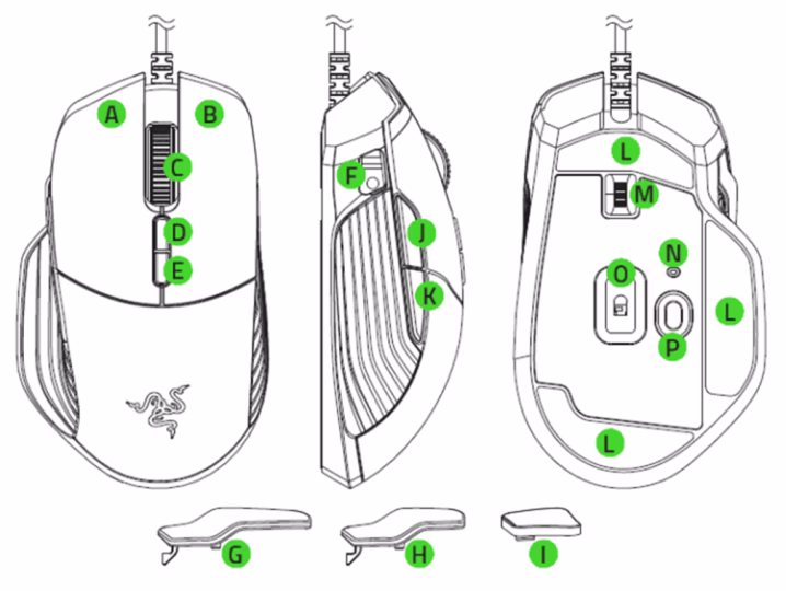 RAZER BASILISK Wheel Wired Optical 16000 dpi FPS Gaming Mouse, Razer 5G optical sensor, 1000 Hz Ultrapolling, Removable DPI Clutch,  8 Independently Programmable Hyperesponse Buttons, Compatible with Xbox One for Basic Input, Black | RZ01-02330100-R3G1 thumbnail 2