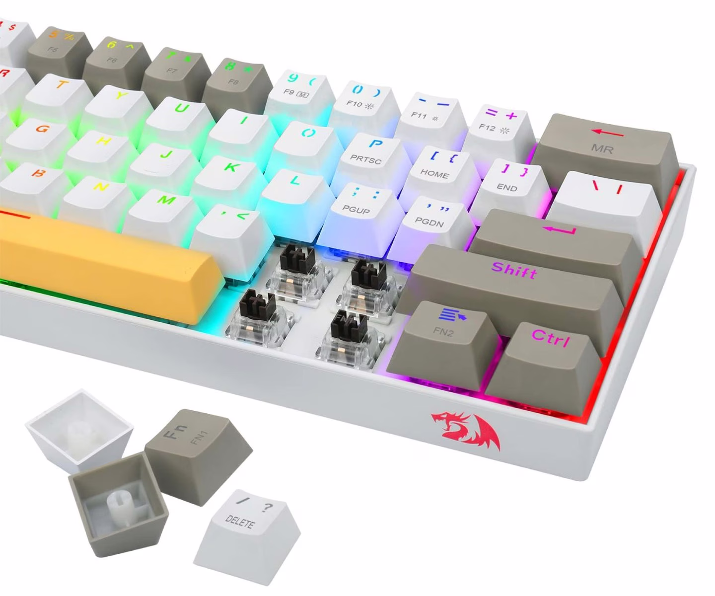 Redragon Draconic Pro 60% Wired/2.4G/BT Mech Gaming Keyboard, Brown switches | K530-YL&WT&GY-RGB-PRO thumbnail 4