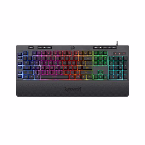 Redragon K512 SHIVA RGB Membrane Gaming Keyboard with Multimedia Keys, Detachable Wrist Rest Black | K512RGB thumbnail 4
