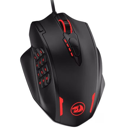 Redragon M908 IMPACT MMO Gaming Mouse, 12,400 DPI, 18 Programmable Buttons, Weight Tuning Cartridge, 12 Side Buttons, Black | M908 thumbnail 2