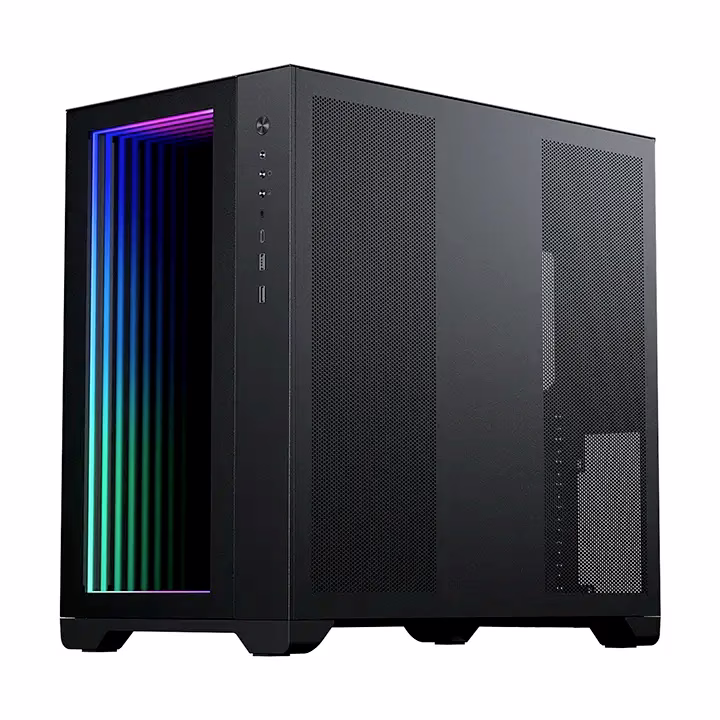 Magnium Gear NEO QUBE 2 Infinity Mirror Black Mid-Tower Case, Dual HDD cage (removable), Triple SSD bracket, Velcro-tie cable management, Up to 9x 120 mm & 4x 140mm fan locations, 360 Radiator support, Up to 280mm wide E-ATX motherboard | MG-NE620QI_DBK02 thumbnail 3