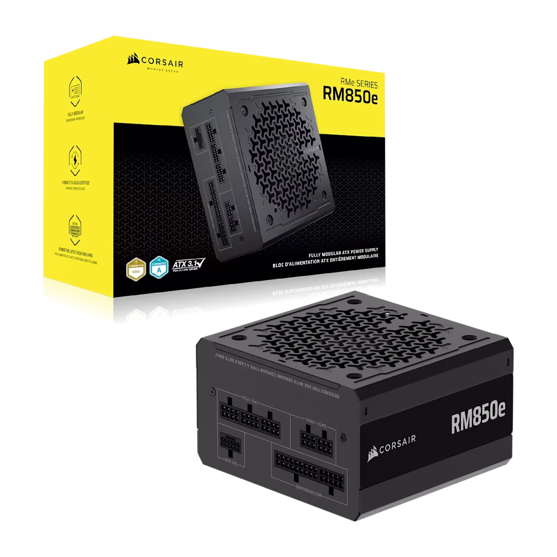 CORSAIR RM850e RMe Series 850W Powersupply PSU (UK), Fully Modular, ATX 3.1, Cybenetics Gold, 12V-2x6 Cable |  CP-9020296-UK – Buy Online